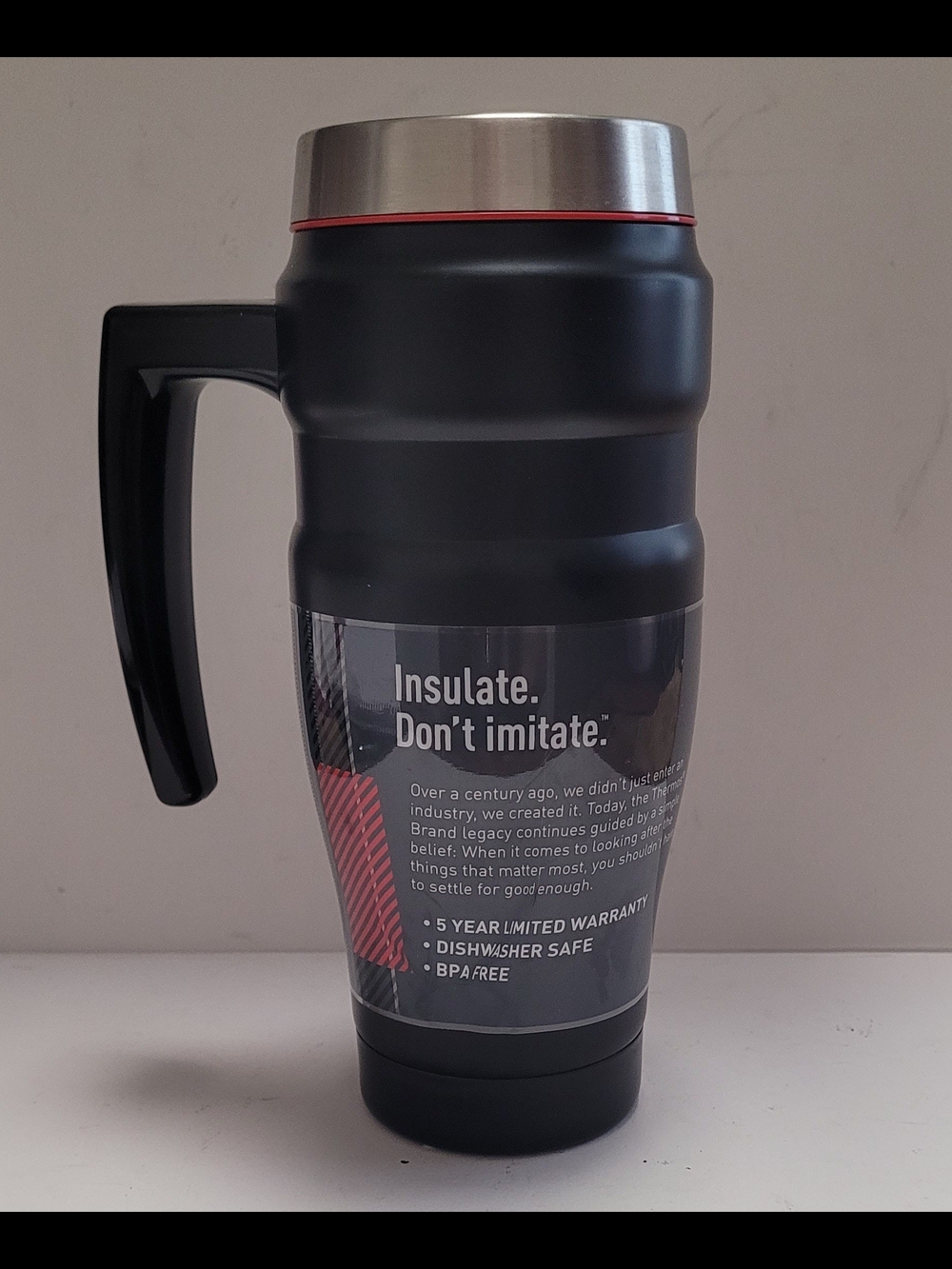 Thermos Black & Stainless Steel Travel Mug - Stays Hot - Picture 3 of 6